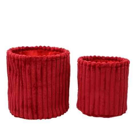 SET 2 CESTI VELLUTO ROSSO H.30 D.30